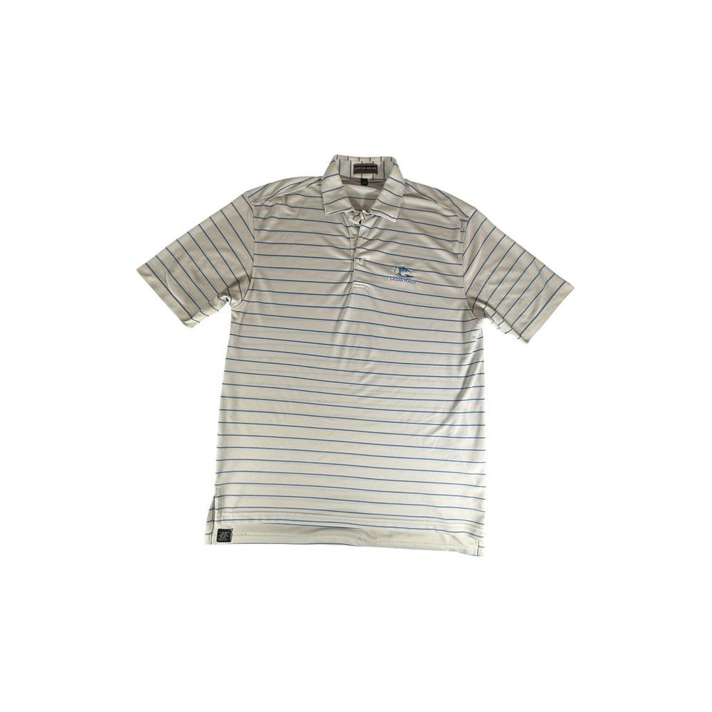 Peter Millar Summer Comfort Shirt Adult Large White Striped Stretch Golf Mens